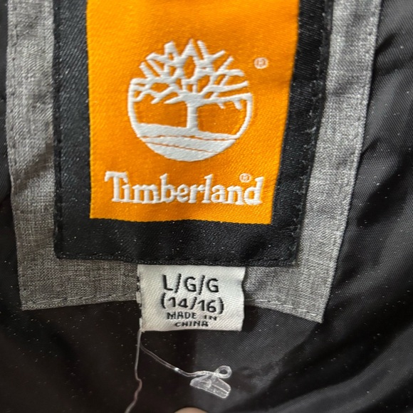 Timberland Gray and Black mid weight hybrid quilted jacket size Large 14/16 - Picture 4 of 5